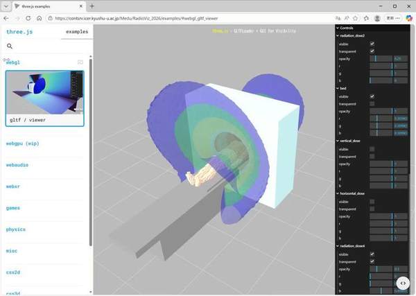 3D scattered radiation model in a web browser